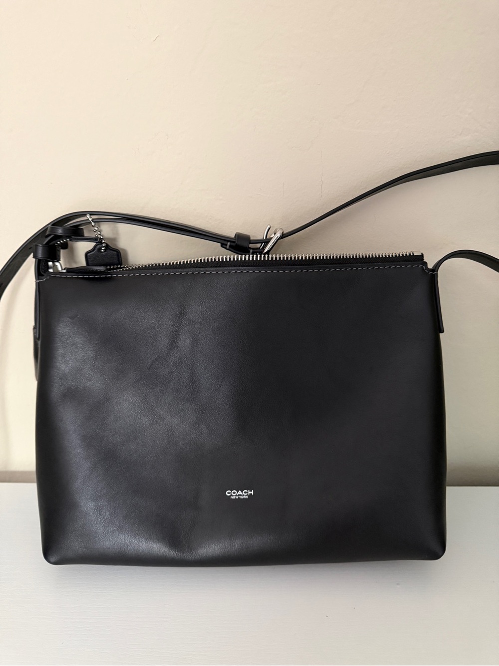 COACH Men’s Mott Messenger Bag 33 Black Silver Unisex Crossbody
